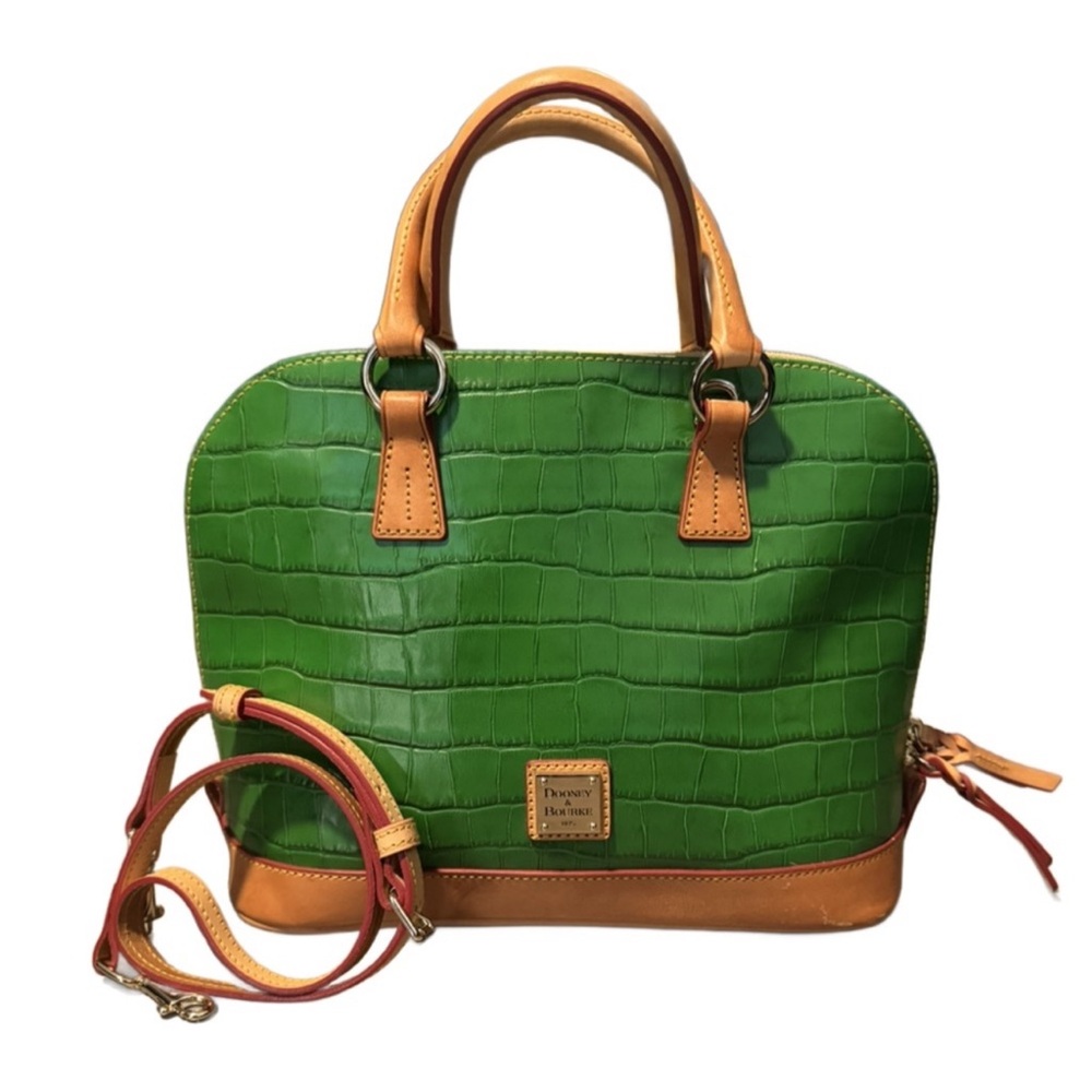 Dooney & Bourke Green and Tan Crossbody/Top Handle Handbag